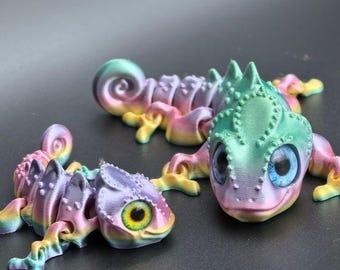 Articulated 3D Printed Chameleon: PLA Desk Fidget Toy, Christmas, Gift for her