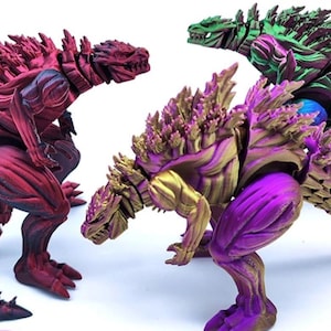 Articulated 3D Printed Godzilla Toy–Poseable Kaiju Desk Model Two Sizes Monster Collectible Gift for Him, Kids, Fans | Custom Size Available