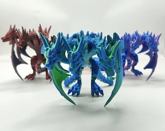 3D Printed Poseable Ghidorah Dragon: Articulated Kaiju Monster Figure, Gifts, Birthday