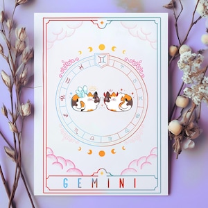 Niedliche Kawaii Steinbock Horoskop Geburtstagskarte - Sternzeichen für Mai / Juni