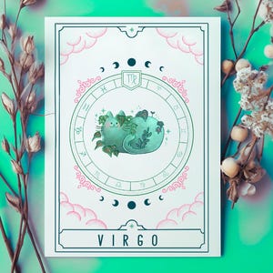 Niedliche Kawaii Jungfrau Katzen Horoskop Geburtstagskarte - Sternzeichen für August / September