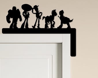 Personalized Cartoon Character Group Silhouette Door Corner Metal Sign, Playful Character-Themed Decor, Whimsical Hero Art, Kids Room Deco