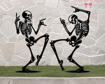 Custom Dancing Skeleton Metal Sign, Spooky Yard/Garden Stake, Halloween - Themed Style Decor, Halloween Party Gift, Selectable Skeleton Art