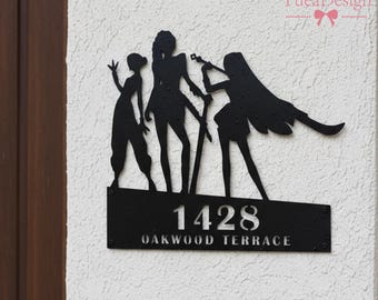 Personalized KPop Demon Hunters Address Sign, Stylish Idol-Themed House Number, Address Sign with Street Name, Unique KPop Metal House Sign