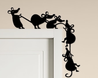 Personalized Cartoon Mouse Group Silhouette Door Corner Metal Sign，Cartoon Mouse-Themed Door Corner Decor，Mouse Sign，Room Decor