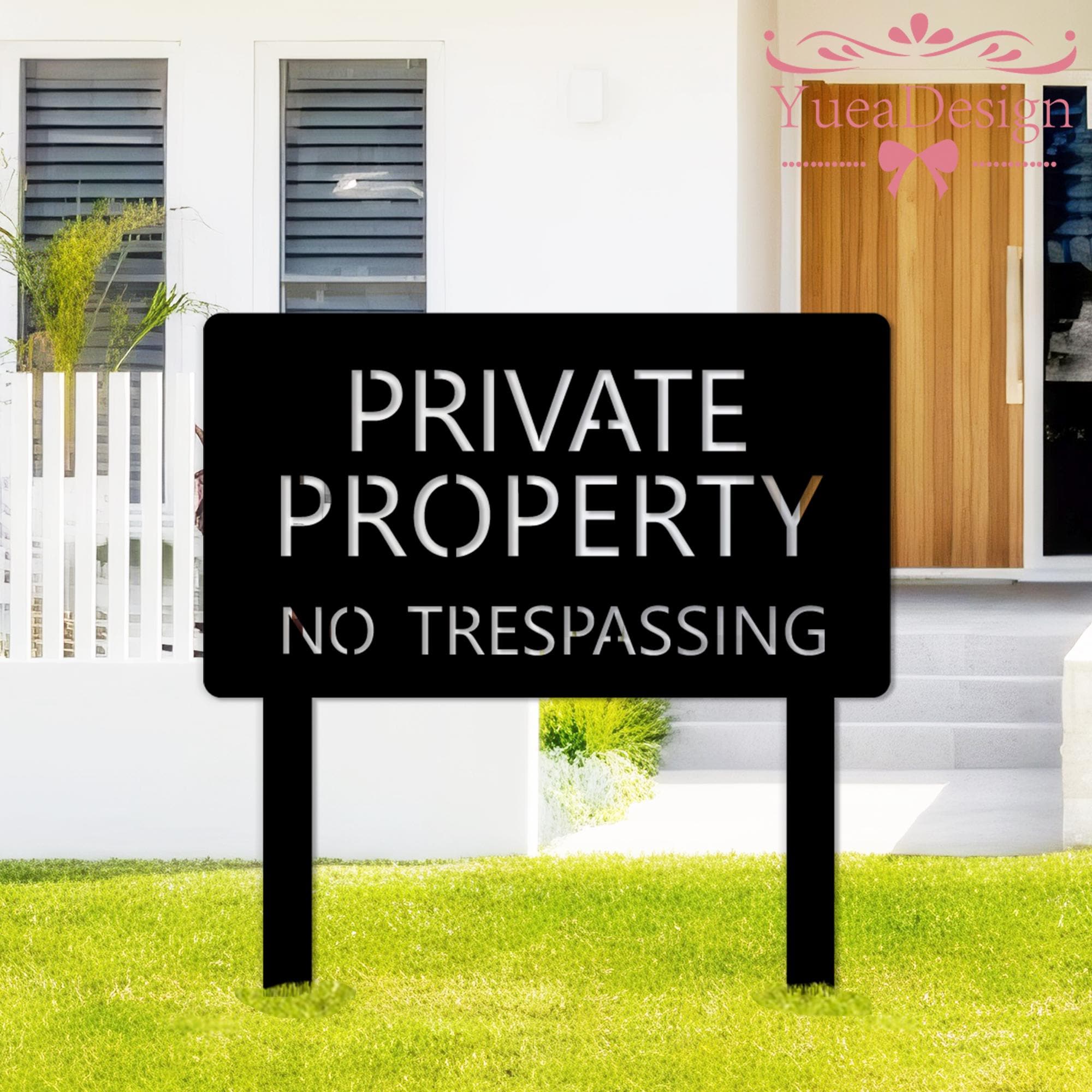 „Private Property No Trespassing“ Schild – Reflektierend, Aluminium, Mit Metallpfählen, 1 Stück