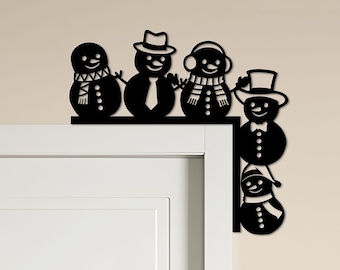 Personalized Snowman Silhouette Door Corner Metal Sign，Snowman-Themed Door Corner Decor，Snowman Art Sign，Room Decor