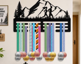 Mountain Pine Tree Metal Medal Display Rack, Trail Runner Medal Hanger, Marathon Race Award Display, Gift for Trail Running Athlete