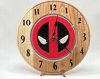 Deadpool wooden clock