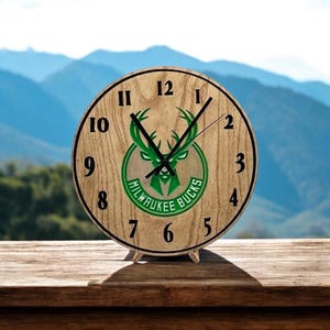 Milwaukee Bucks wooden clock