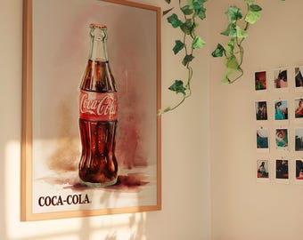 Vintage Coca Cola ingelijste poster, decor muurkunst, kantoor aan huis decoratie, retro keukenkunst, Coca Cola memorabilia, decor slaapzaal