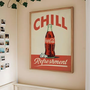 Vintage Coca-Cola Can Digital Poster Print, Wall Decor, Digital Posters Wall Art Decor, Retro Kitchen Decor, Dorm Room Decor