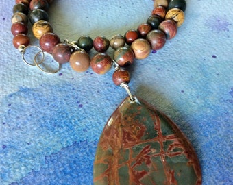 FREE SHIPPING Jasper Pendant Necklace