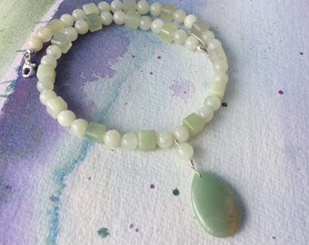 FREE SHIPPING New Jade Sterling Silver Necklace