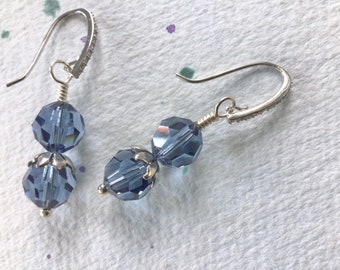 FREE SHIPPING Blue Crystal Earrings