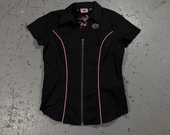 Zwart harley davidson-shirt met rits