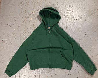 Vintage Sweatshirt / Zip up Hoodie / 1970s Red Thrashed Zip up