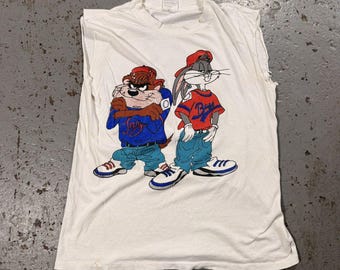 Vintage Looney Toons Bugs and Taz Cutoff Tee