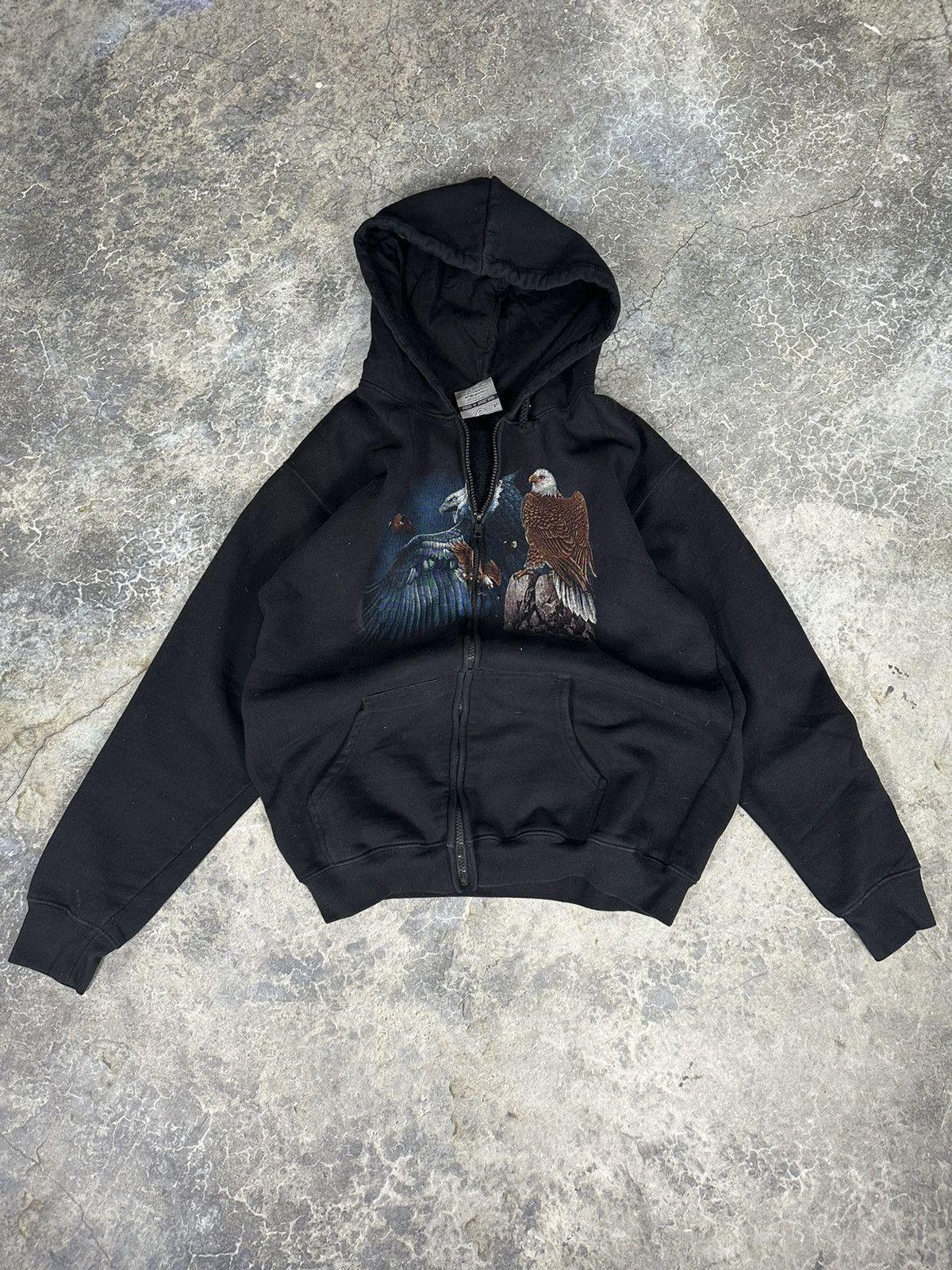 Vintage Eagle Print Zipup Hoodie - Etsy