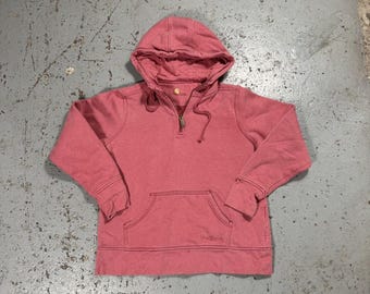 Felpa vintage Carhartt corta, ampia e scolorita con cerniera a un quarto.
