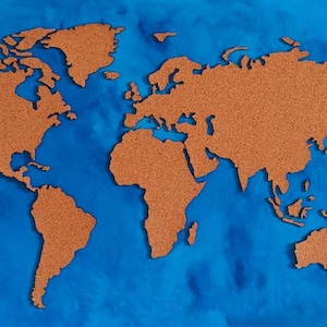Self-adhesive Corkboard Travel Map of WORLD 80x50x0.4cm | Pinboard made in Czechia | Eco-friendly | Wall Decor | Small Business