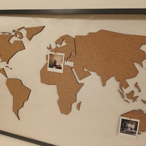 Mapa de viaje autoadhesivo de SQUARE WORLD (80 x 50 x 0,4 cm) / Tablero de corcho fabricado en Chequia / Ecológico / Decoración de pared / Pequeñas empresas