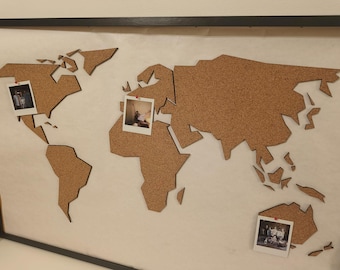 Pinwand Landkarte von SQUARE WORLD im Format 80x50x0,4 cm | Pinnwand made in Czechia | Umweltfreundlich | Wanddekoration | Kleinunternehmer