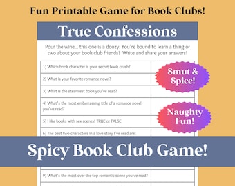 Book Club Game | Printable Party Game | Smut, Spicy, & Naughty True Confessions | Team Building Games, Ladies Night Games, Girls Night Games