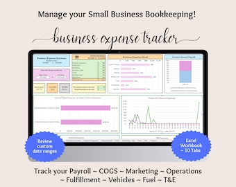 Small Business Expense Tracker | Business Template, Business Planner & Business Spreadsheet | Excel Template | Budget + Bookkeeping Template