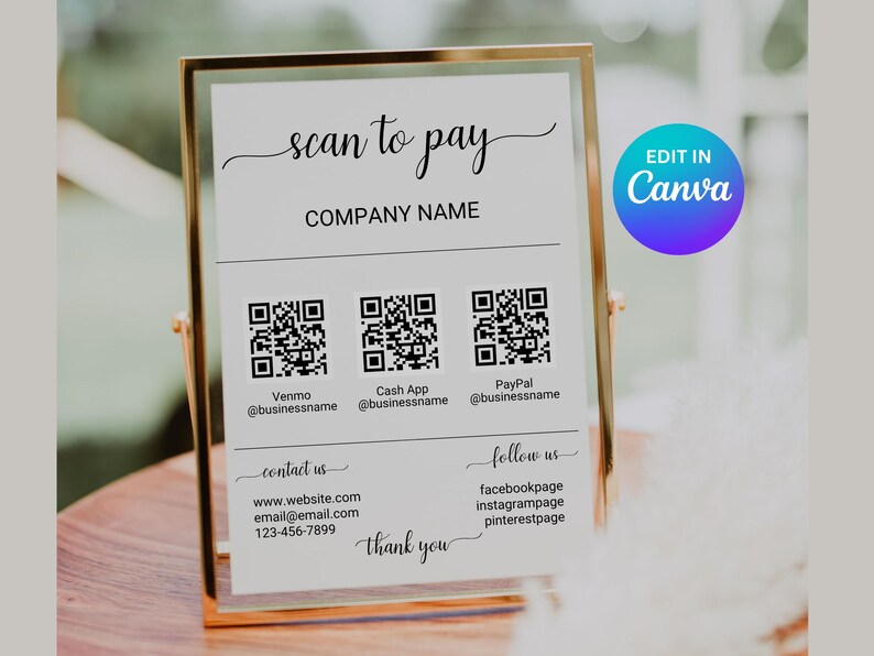 Signage Scan Pass Scan to Pay Sign Template (canva) | QR Code, Salon Sign | Payment ...