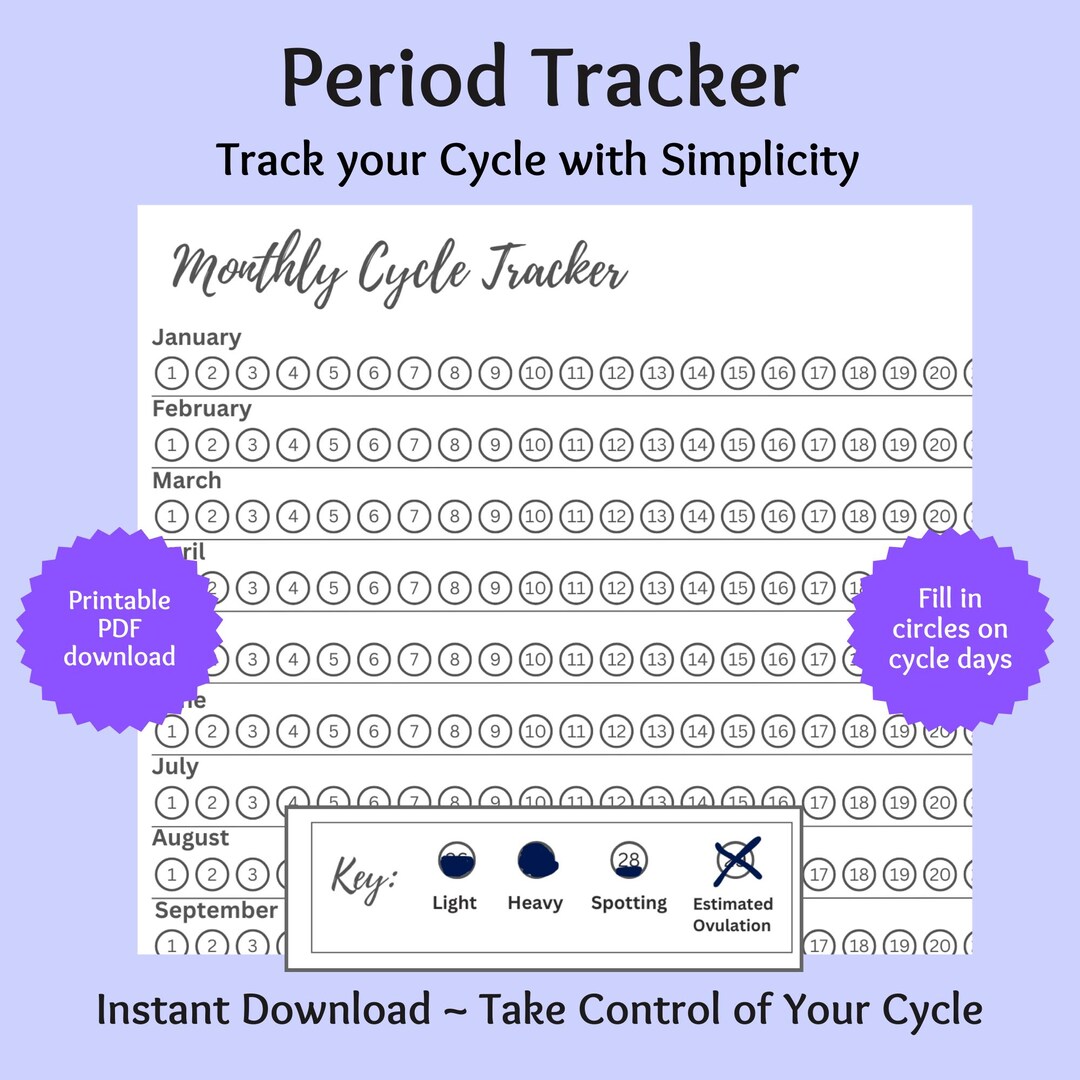 Monthly Period Tracker Printable Period Journal Period Planner ...