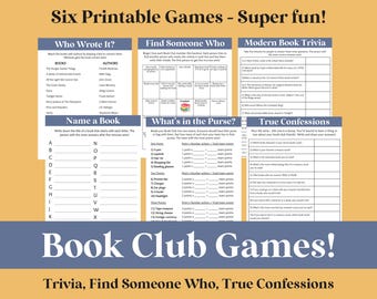 Book Club Games | Team Building Games for Book Club | Ladies Night Games, Find the Guest Bingo, Girls Night Games, Ice Breaker | Book Lovers