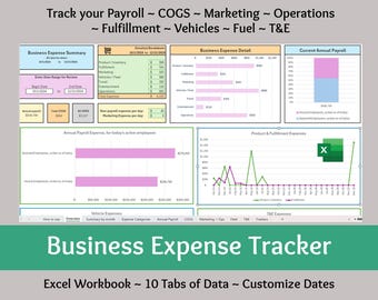 Small Business Expense Tracker | Business Template, Business Planner & Business Spreadsheet | Excel Template | Budget + Bookkeeping Template