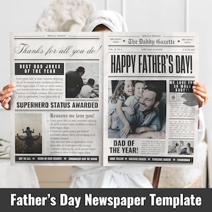 Personalized Gift for Dad | Dad Gifts, Gifts for him, Father's Day Gift | Newspaper Template - Canva | Unique Custom Gift, Father's Day Card