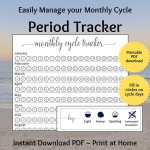 Afdrukbare menstruatie- en ovulatietracker | Maandplanner (pdf) | Vruchtbaarheid, geestelijke gezondheid + menstruatiedagboek