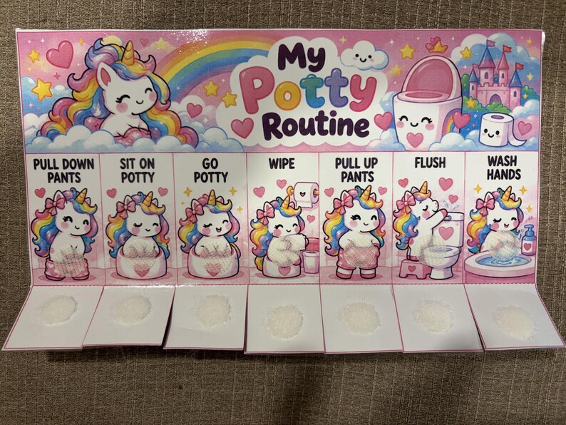 Unicorn Potty Training Chart Printable | Kids Bathroom Routine | Fold ...