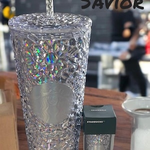 Tasse et porte-clés licorne transparente Starbucks Gobelet irisé prisme Venti 24 oz porte-clés ornement New Holiday 2024 2pc Set Expédition rapide