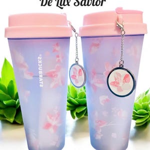 Starbucks Pink Cherry Blossom Cup Soft Touch Hanging Keychain Tumbler Matte Finish Grande 16oz Coffee Cup USA Release New 2024