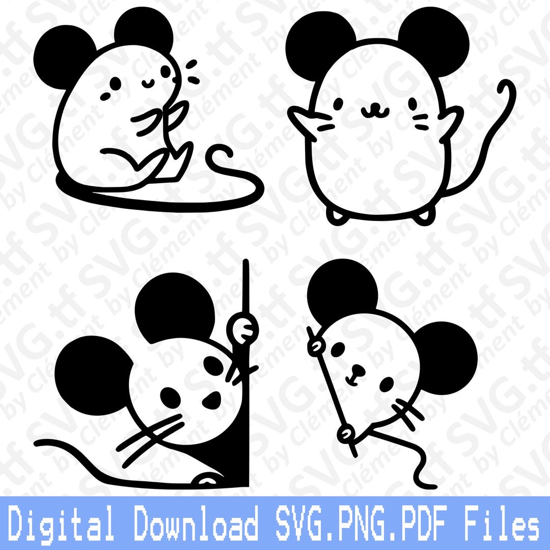 Cute Mouse. SVG PNG PDF Files. Sitting Peeking Animal Baby Kid Girl Boy ...