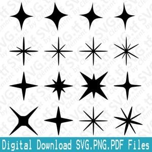 Funkelnder Stern. SVG PNG PDF Dateien. Helle Twinkle Sparkle Vektor Clipart Print Cut Gravur Laser Cricut Silhouette.