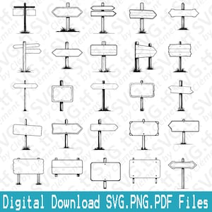 Cartello in legno vuoto. File SVG PNG PDF. Giardino Foresta Sentiero Casa Fiera Vettore Clipart Stampa Taglio Incisione Laser Cricut Silhouette.