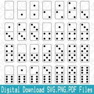 Domino's. SVG png-pdf-bestanden. Double Six Outline Gaming Game Vector Clipart Print Cut Graveer Laser Cricut Silhouet.