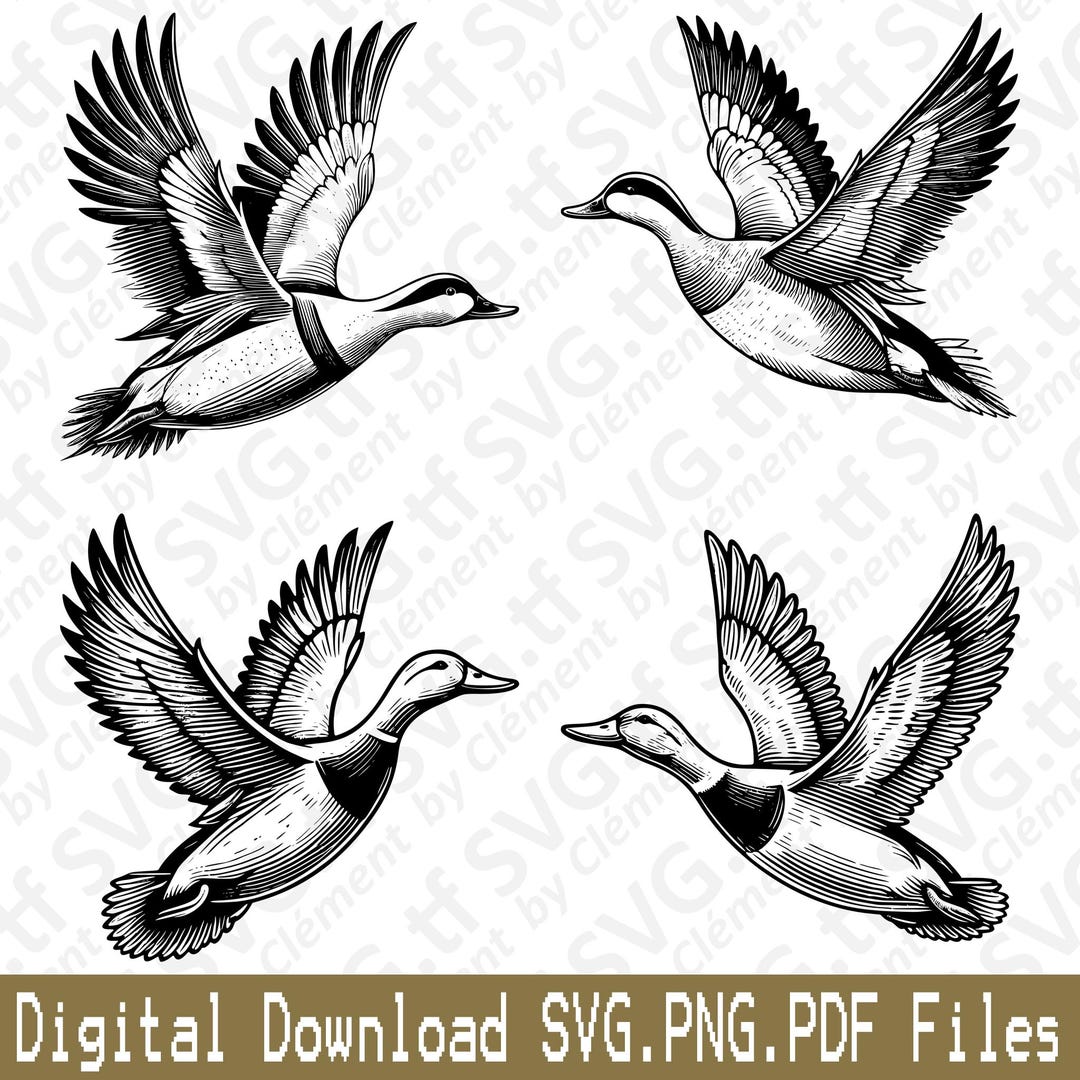Flying Duck. SVG PNG PDF Files. Mallard Teal Walking Lying Bird Lake ...