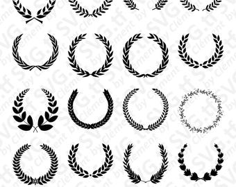 Wreath. SVG PNG PDF files. Laurel Award Trophy Monogram Vector Clipart Print Cut Engrave Laser Cricut Silhouette.
