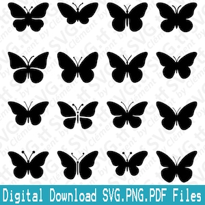 Butterfly. SVG PNG PDF files. Animal Nature Bird Insect Flower Icon Vector Clipart Print Cut Engrave Laser Cricut Silhouette.