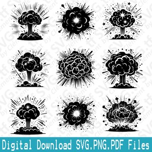 Explosion. SVG PNG PDF files. Simple Cartoon Anime Exploding Vector Clipart Print Cut Engrave Laser Cricut Silhouette.