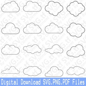 Eenvoudige wolk. Overzicht. SVG png-pdf-bestanden. Babyshower verjaardag meisje jongen partij vector clipart print gesneden graveren laser Cricut silhouet.