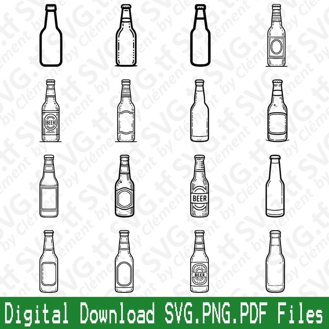 Beer Bottle. SVG PNG PDF Files. Food Beverage Gift Vector Clipart Print ...