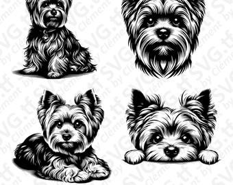 ヨークシャーテリアの犬のワッペン - リアルなデザイン - アイロン接着
