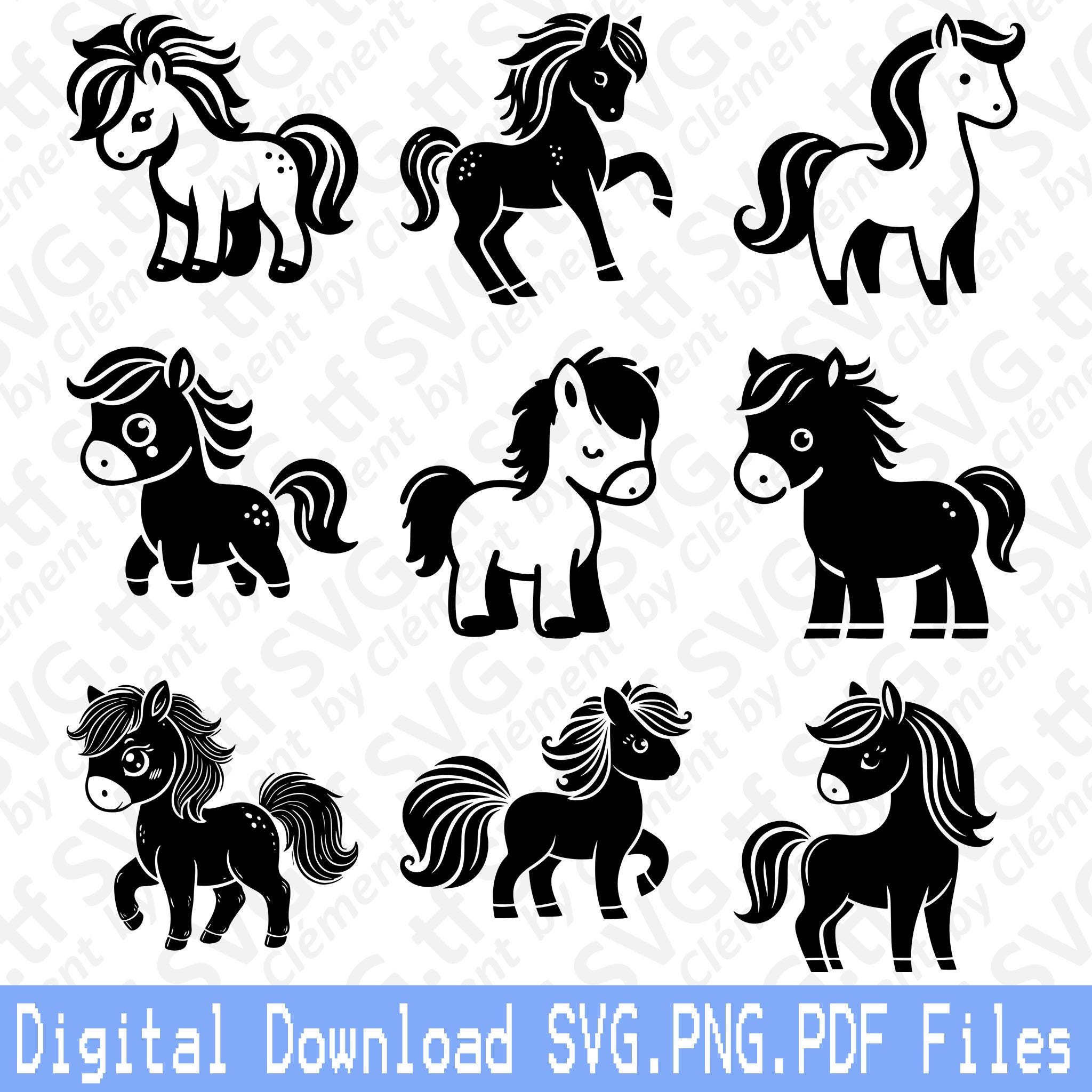 Cute Pony. SVG PNG PDF Files. Horse Head Baby Shower Birthday Girl Boy  Vector Clipart Print Cut Engrave Laser Cricut Silhouette. - Etsy, image size:2048x2048